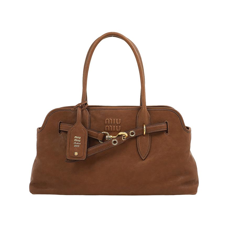 Miu Miu Avant-Garde Nappa Leather Tote Bag Black