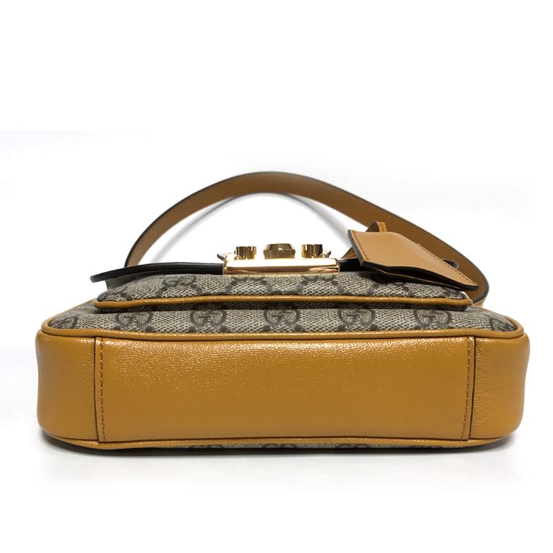 GUCCI Padlock Mini Shoulder Bag Beige GG Supreme Leather Trim