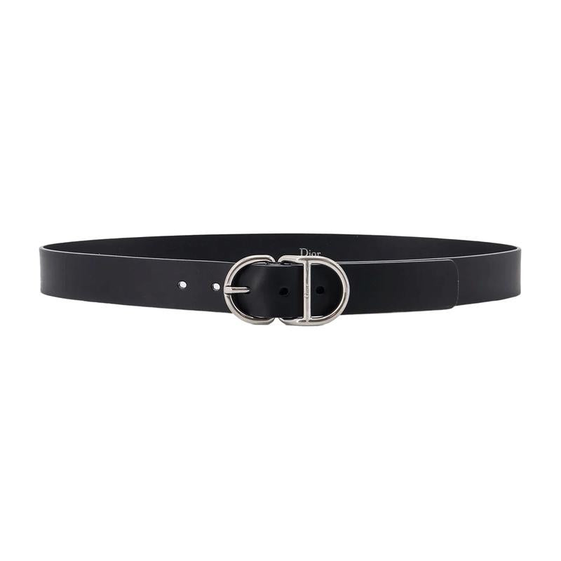 DIOR CD Logo Men's Leather Belt Black