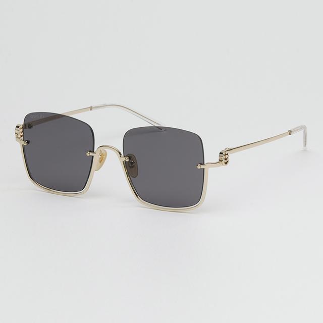 GUCCI Half-Rim Square Rimless Sunglasses Black Unisex