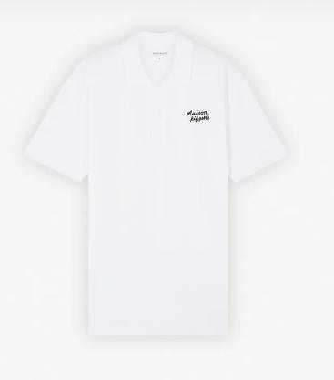 Maison Kitsune White Black Cotton Polo Shirt for Men MM00201 KJ7010