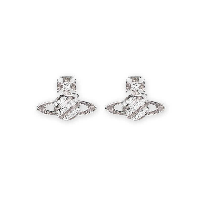 Vivienne Westwood Silver Pink Bas Relief Orb Earrings 62010365 02P608 P608