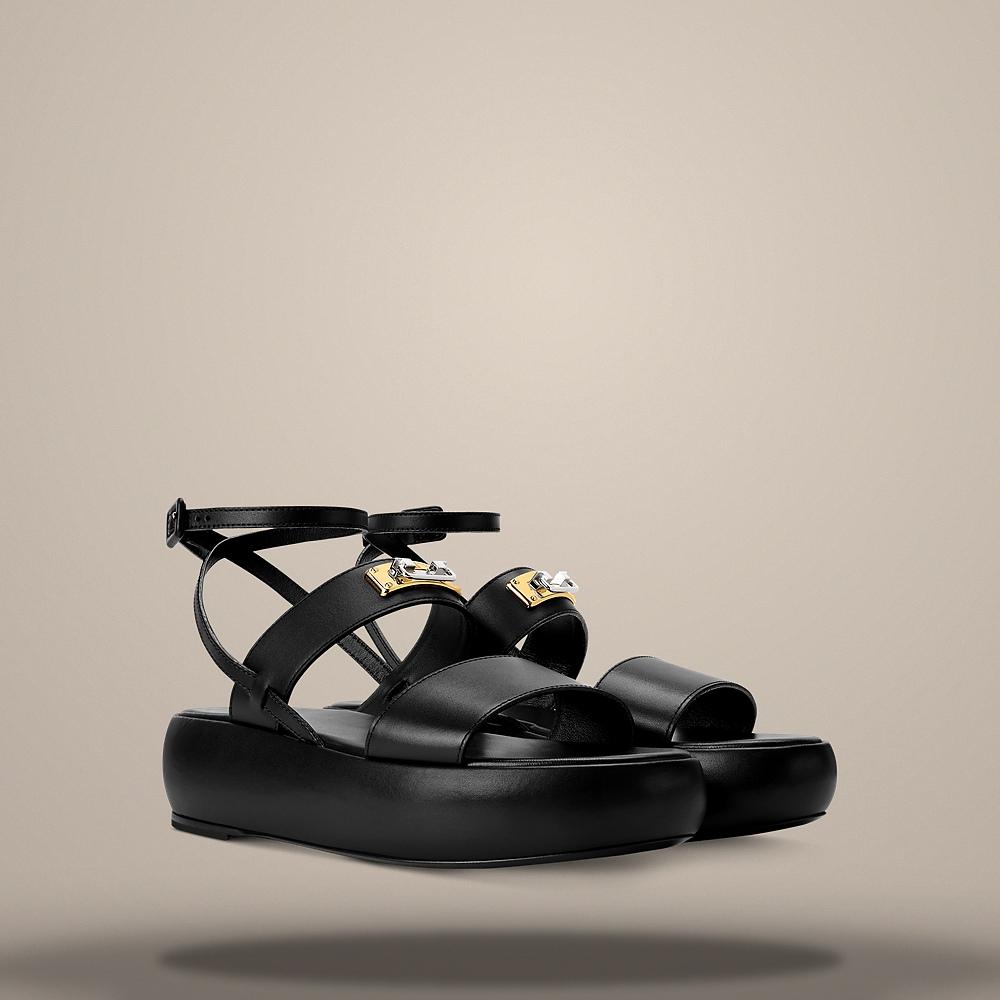 Louis Vuitton Men's Swing Lock Platform Sandals Black 1AJYDI