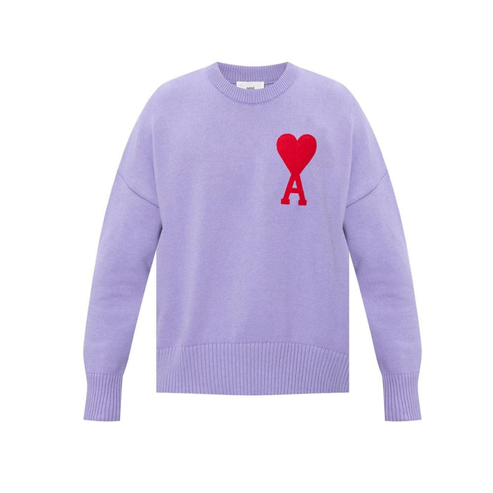 AMI Big Heart Logo Embroidered Crewneck Knit Sweater