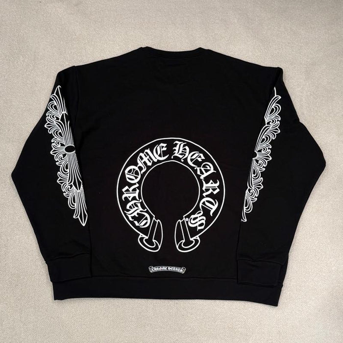 Chrome Hearts Horseshoe Logo Black Sweatshirt Unisex Top