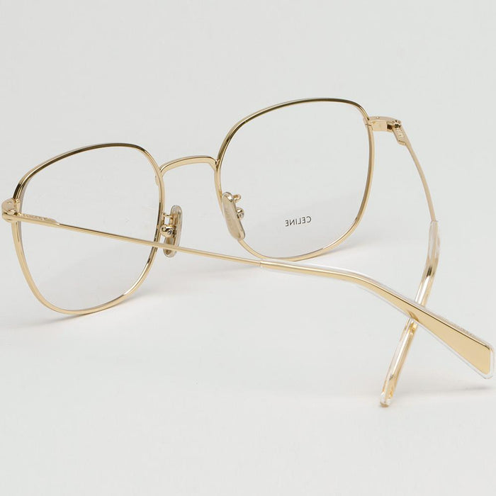 CELINE Lightweight Gold Square Frame Eyeglasses Unisex Accessory CL50037U 030