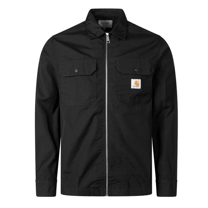 Carhartt Logo Patch Craft Zip-Up Shirt Jacket Navy Cotton