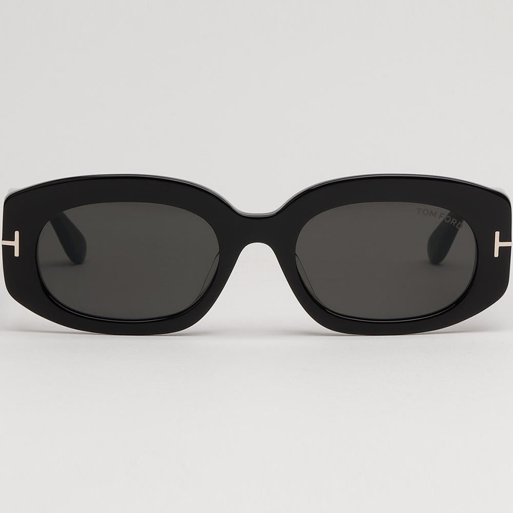 TOM FORD Oval Black Acetate Semi-Mirror Sunglasses Asian Fit TF1187F 01A