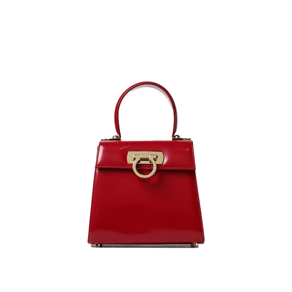 Ferragamo Gancini Top Handle Kelly-Style Small Tote Bag Red 749306