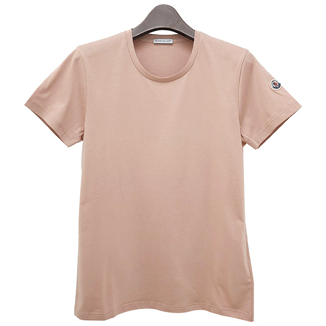 Moncler Logo Patch Cotton Jersey Short Sleeve T-Shirt Light Pink