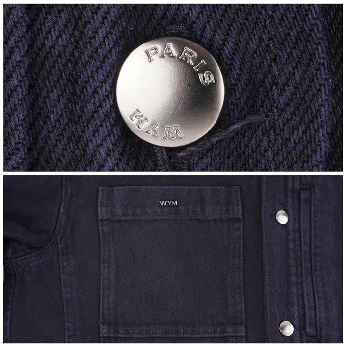 WOOYOUNGMI Teen Wash Denim Back Logo Long Sleeve Shirt