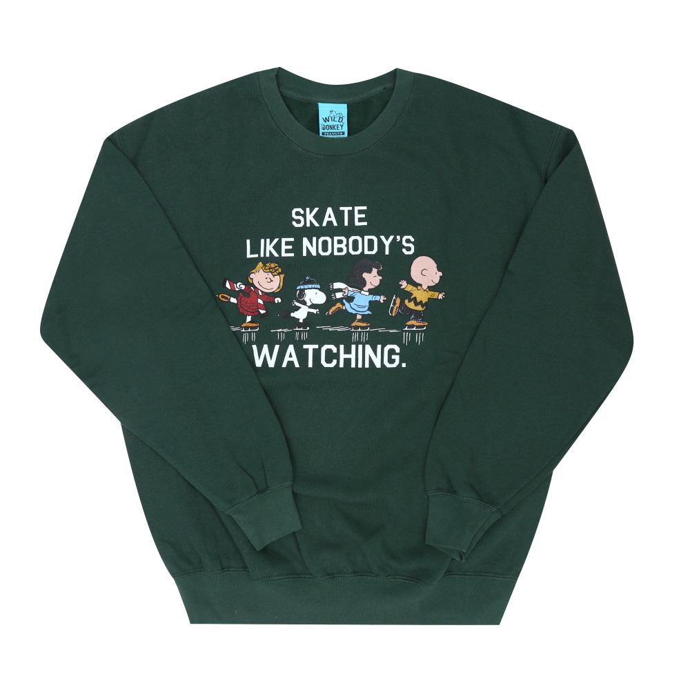 Wild Donkey Vintage Green Peanuts Skate Winter Game Men's Sweatshirt