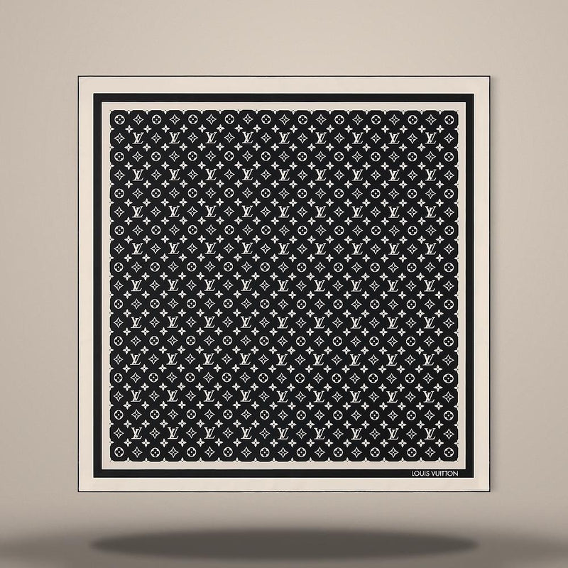 Louis Vuitton Monogram Silhouette Square Scarf 90 Black M97189