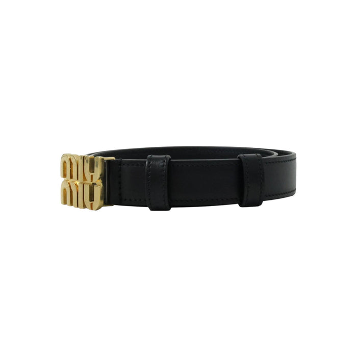 Miu Miu Logo Leather Belt Black Women’s Accessory