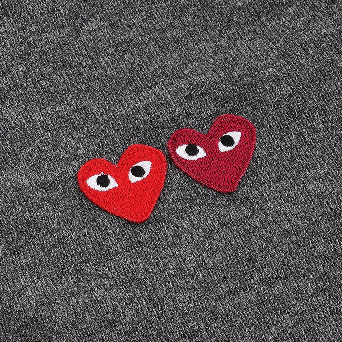 Comme des Garcons Unisex Double Heart Grey Knit Cardigan