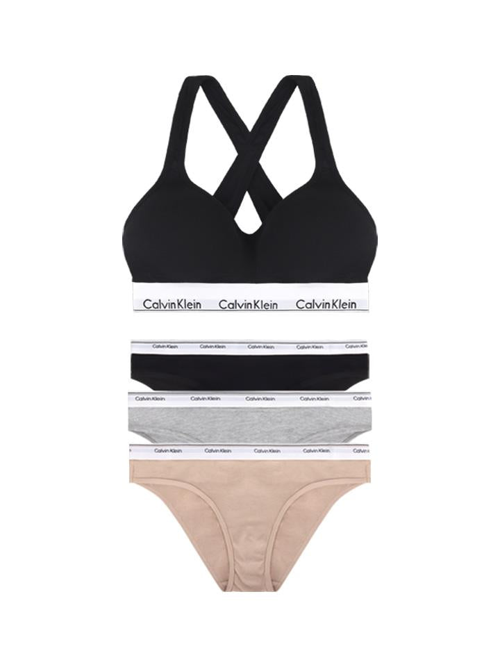 Calvin Klein Women’s Black 3-Pack Bra and Panty Set with Push-Up Pads