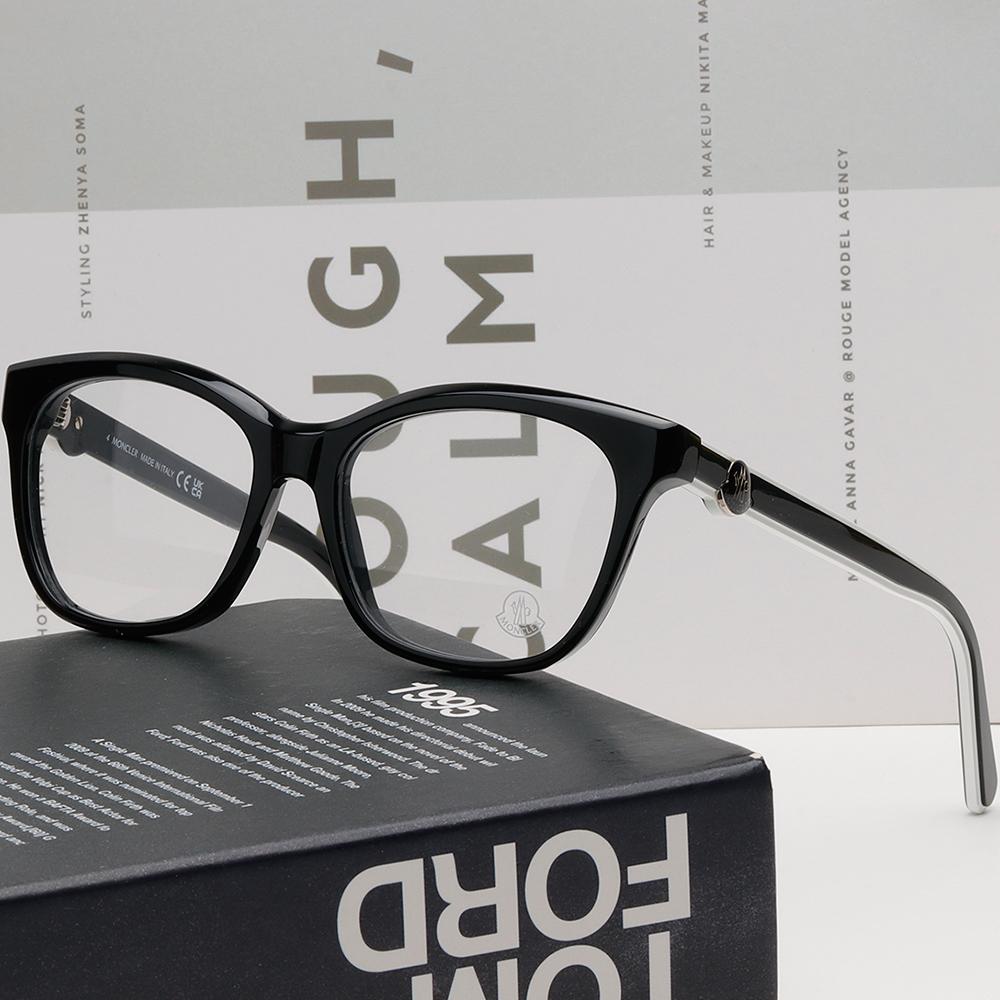 Moncler Black Cat Eye Square Eyeglasses Frame Unisex ML5183 001
