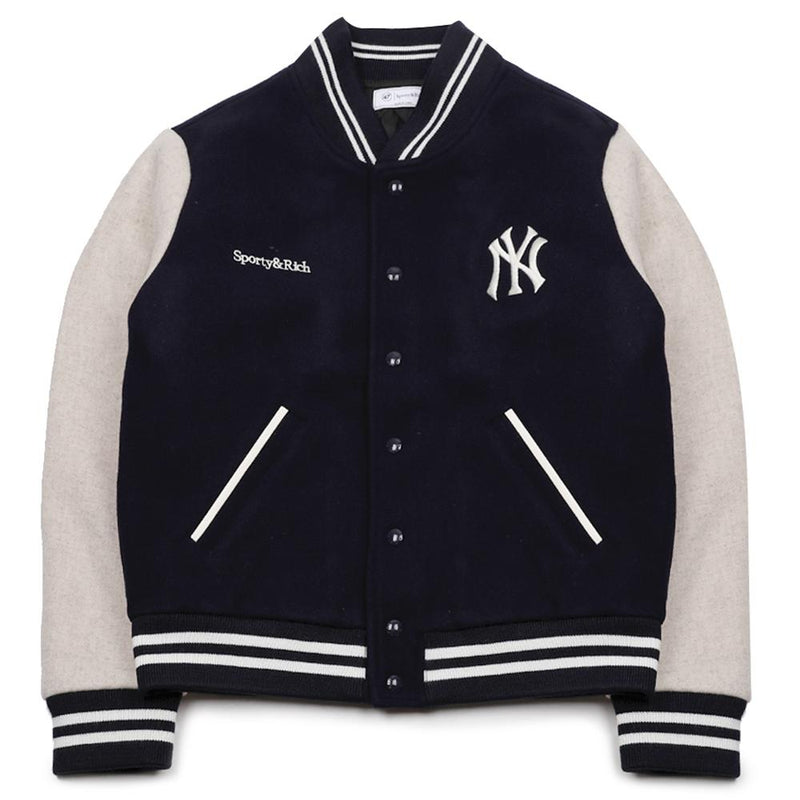 SPORTY&RICH Yankees Curve Wool Varsity Jacket OW007610675 BL124