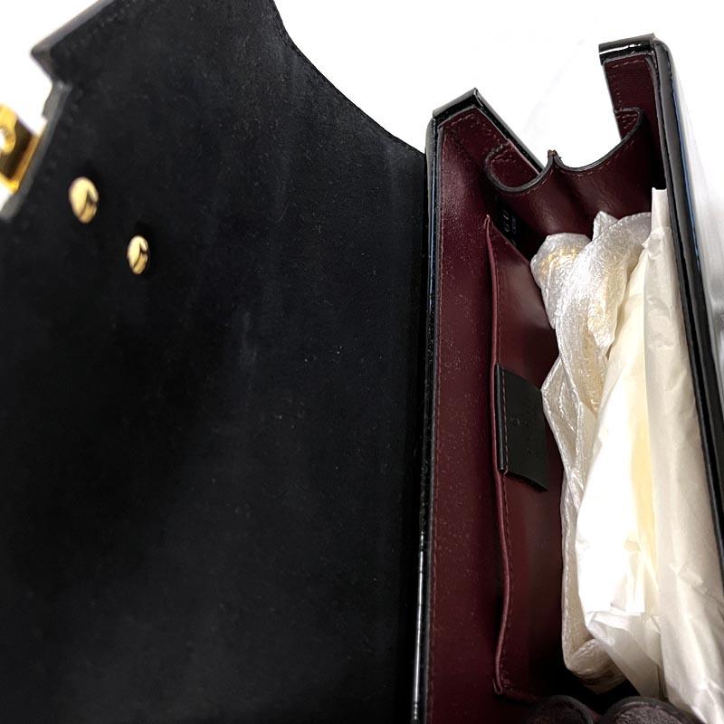 GUCCI Patent Leather Mini Top Handle Shoulder Bag Black 589479 1J70G 1000