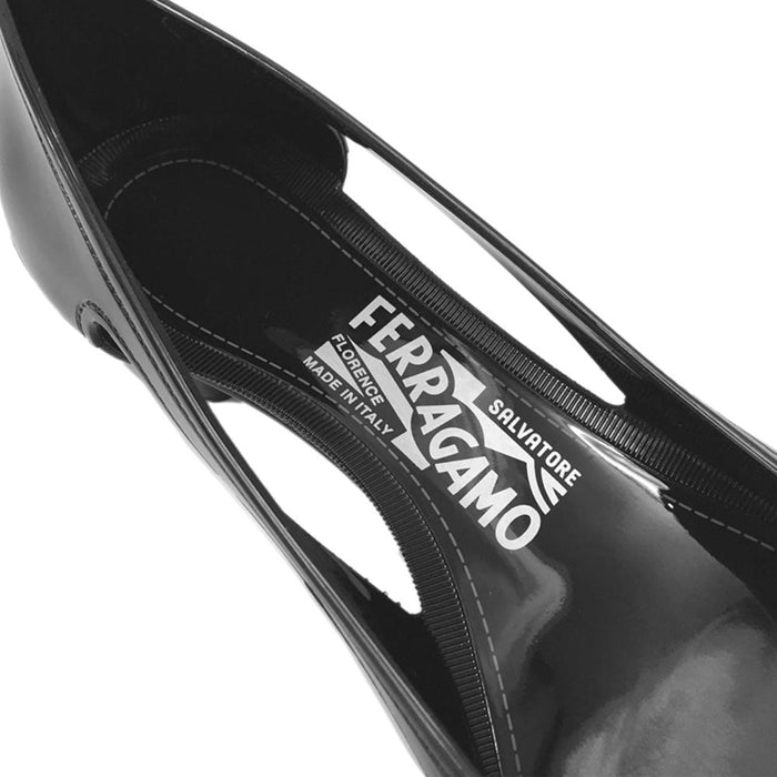 Ferragamo Black Vara 30 Jelly Flats 0726363
