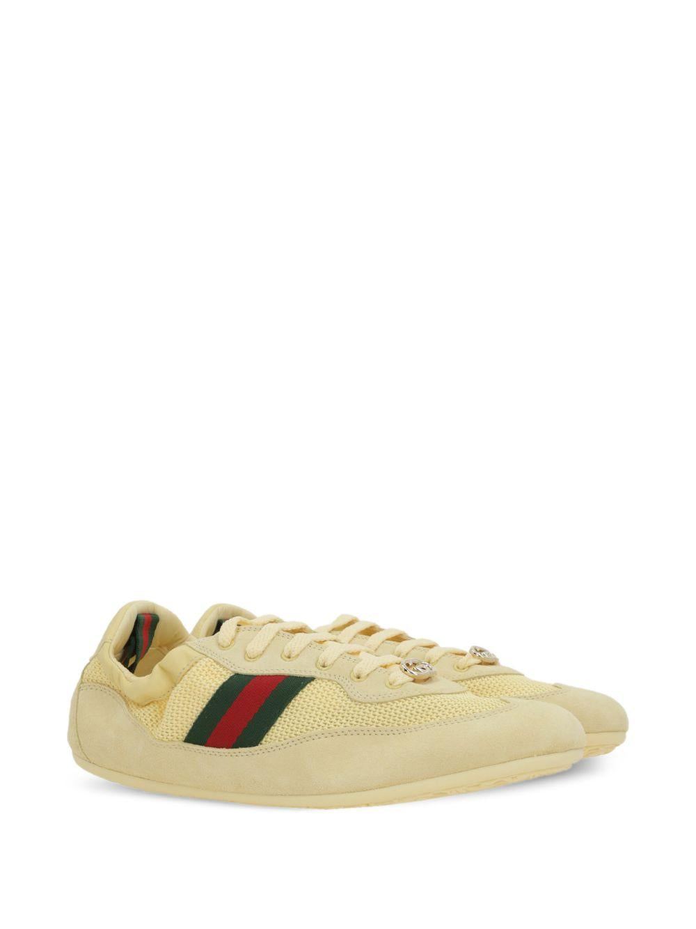 GUCCI White Leather Low-Top Sneakers