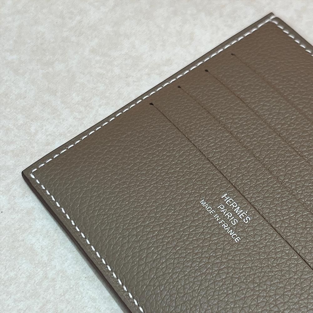 HERMES Citizen Twill Compact Wallet Evercolor Etoupe Horse Lining Bi-Fold