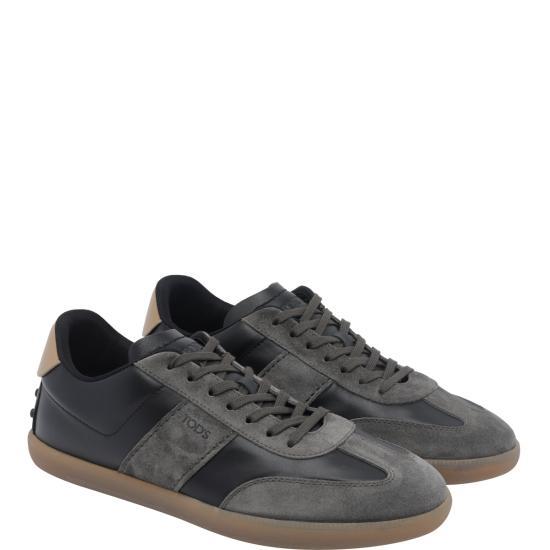 Tods Dark Brown Leather Low-Top Sneakers for Men