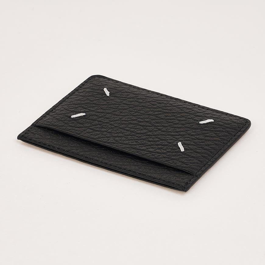 Maison Margiela Unisex Four-Stitch Leather Card Holder Black