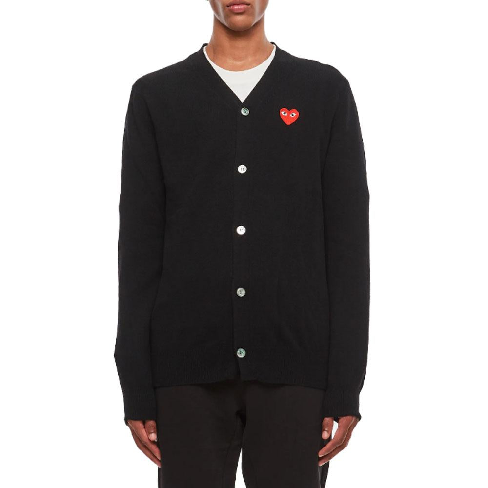Comme des Garcons Classic Men's Red Heart Black Cardigan P1N0081