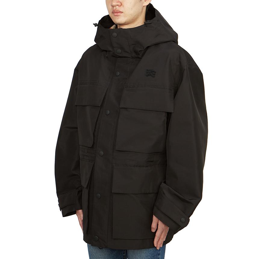 BURBERRY Men’s Hooded Jacket Check Black