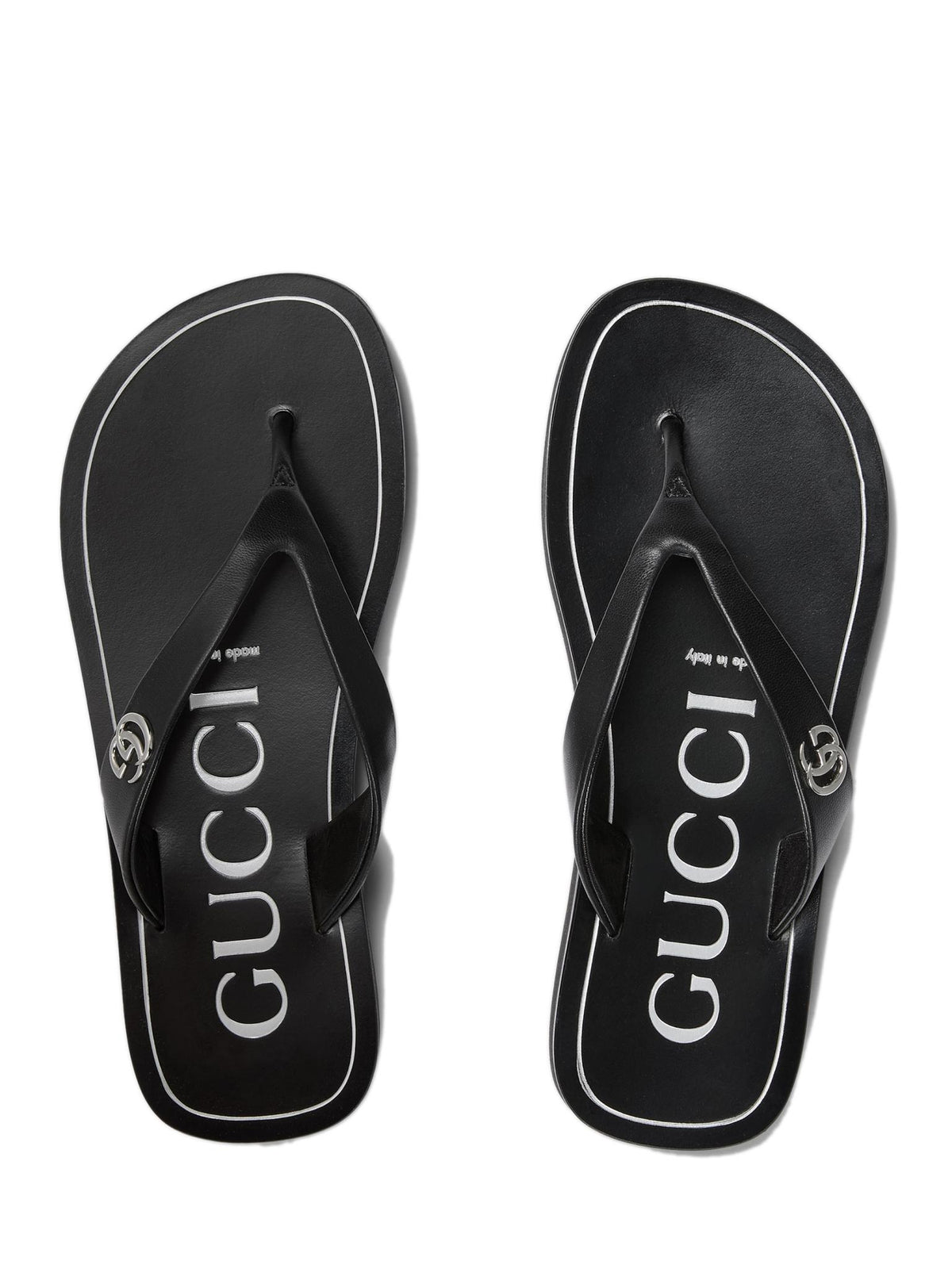 GUCCI Black Leather Strappy Sandals