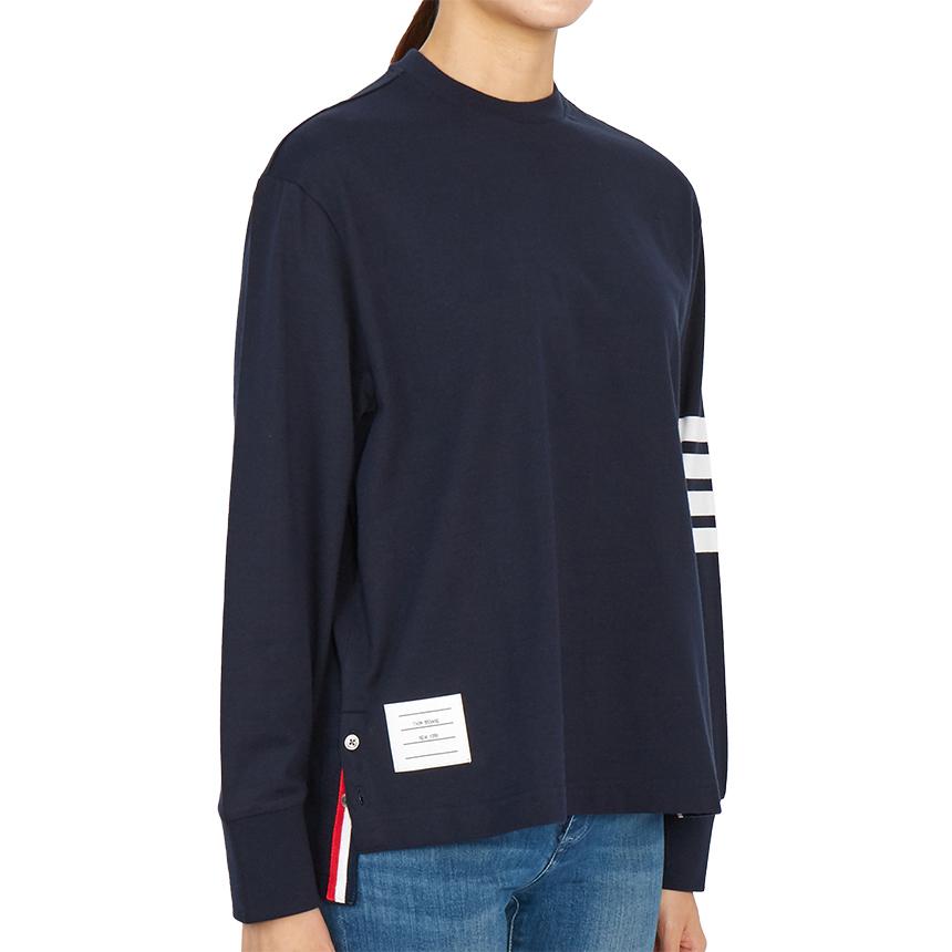 THOM BROWNE Women’s Long Sleeve T-Shirt Navy Cotton