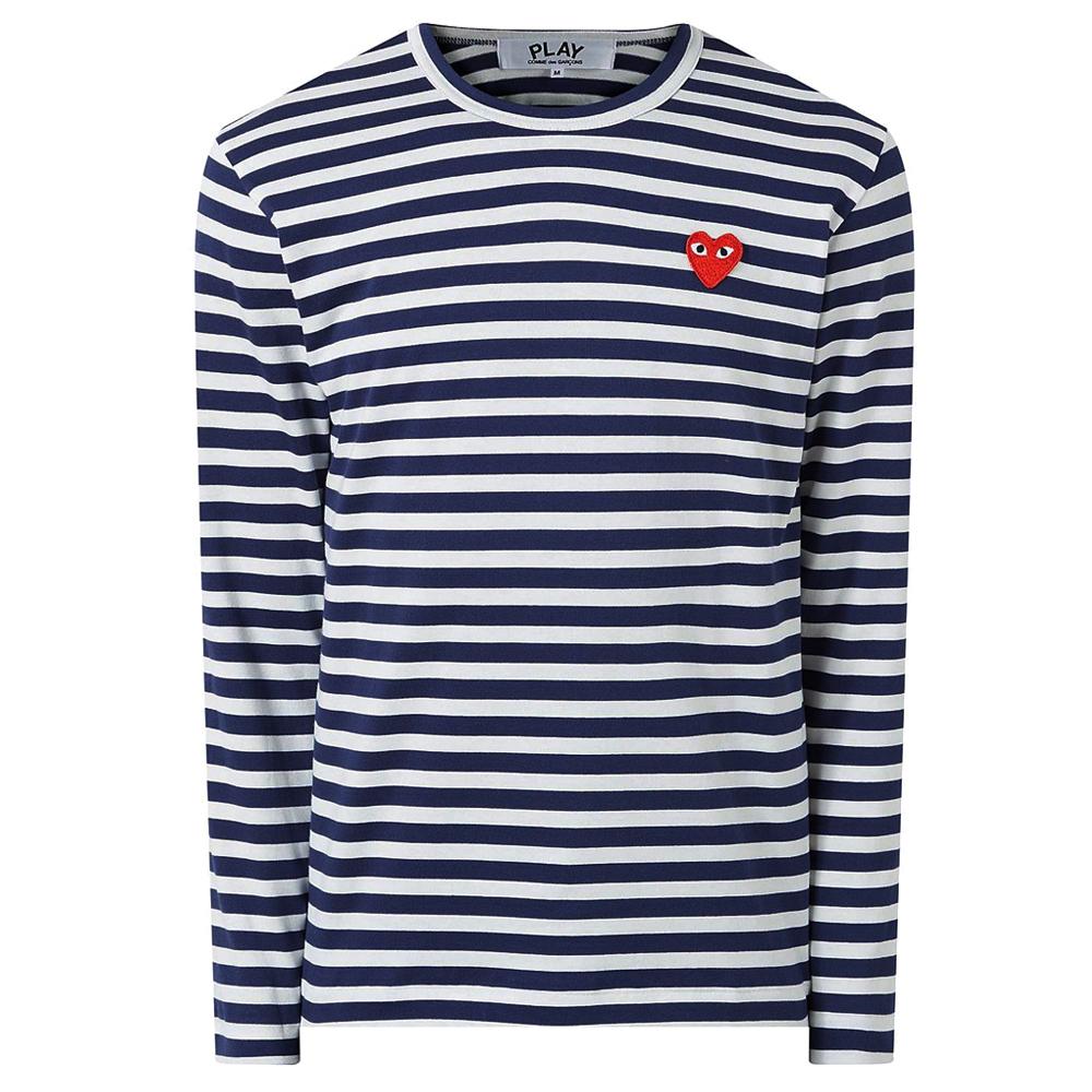 Comme des Garcons Red Heart Patch Stripe T-Shirt Men’s AZ T010 051 1