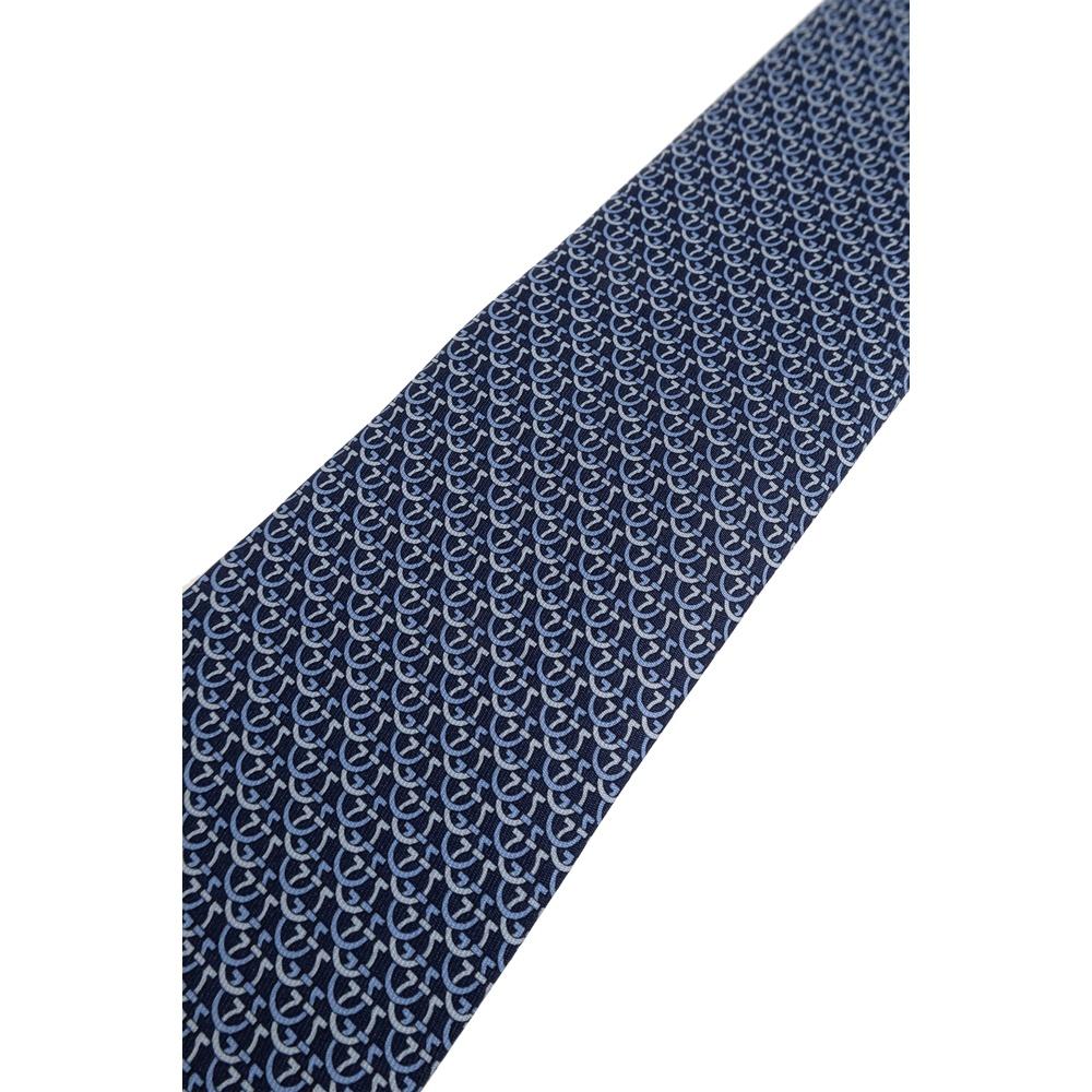 Ferragamo Gancini Print Silk Tie Navy