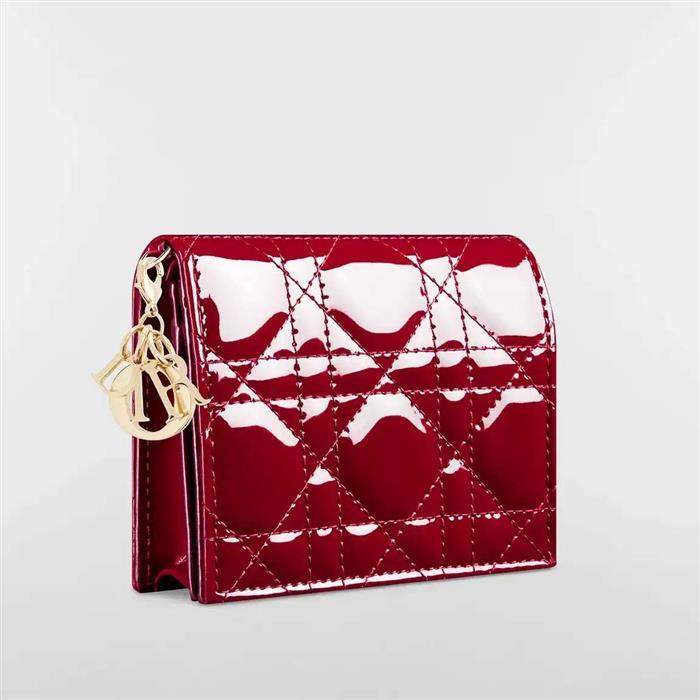 DIOR Lady Gardenia Mini Wallet - Women’s Bi-Fold Leather Wallet