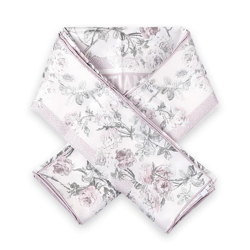 DIOR Rosier des Vents 90 Silk Square Scarf White Violet 61RSE090I645 C440
