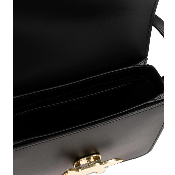 Maison Kitsune Black Leather Edi Shoulder Crossbody Bag