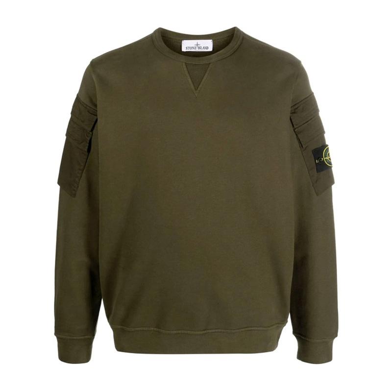 STONE ISLAND Logo Patch Double Pocket Sweatshirt Green