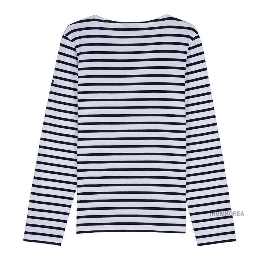 Saint James Striped Cotton Minquiers Modern T-Shirt White/Black Unisex