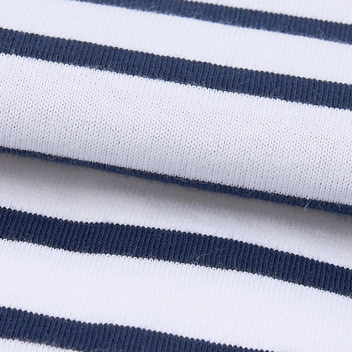 Saint James Striped NEIGE/MARINE Cotton Long Sleeve T-Shirt Unisex