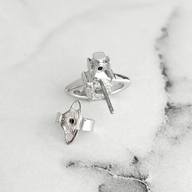Vivienne Westwood REINA Logo Earrings Silver Tone