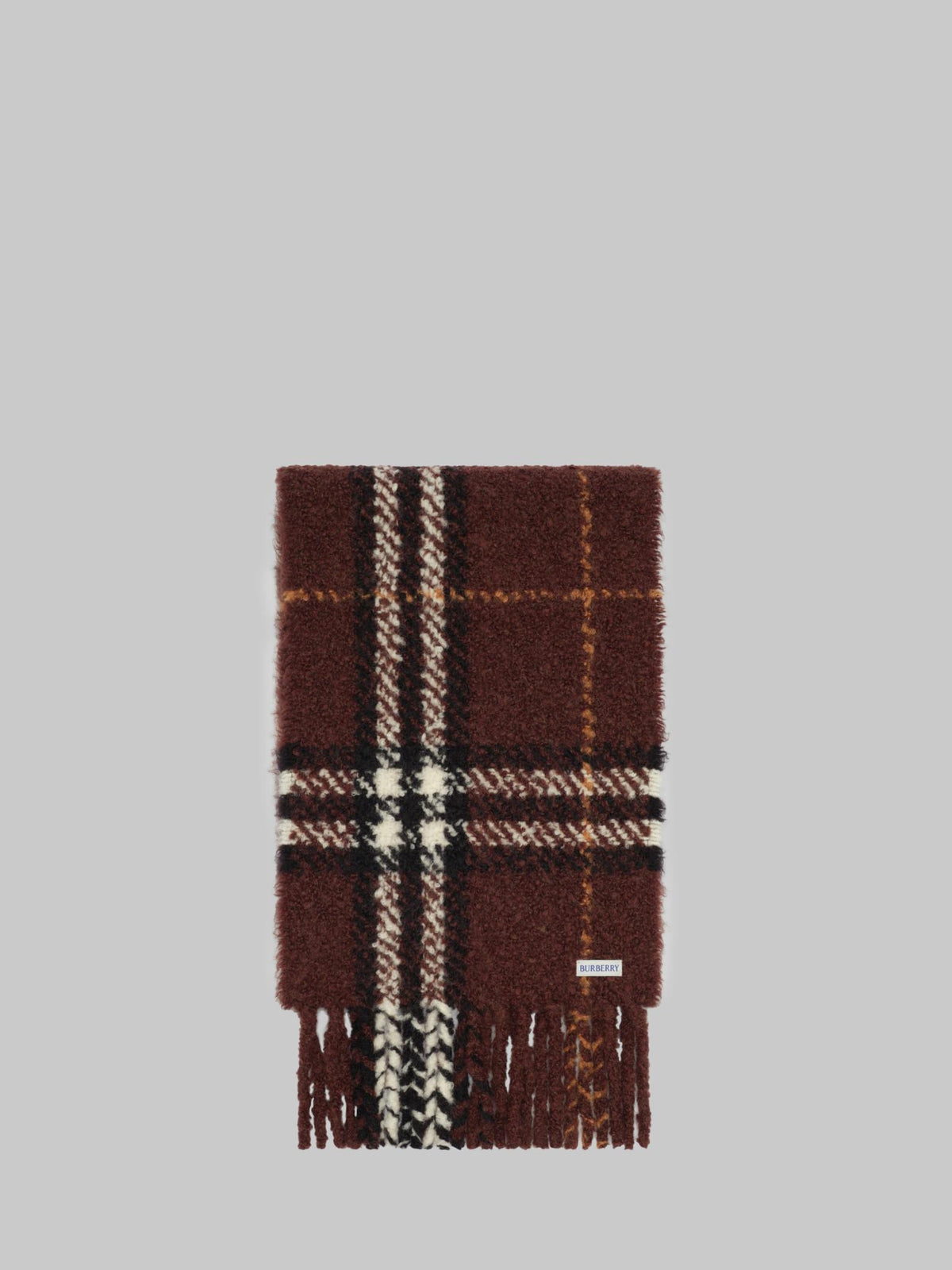 BURBERRY Beige Check Wool Scarf