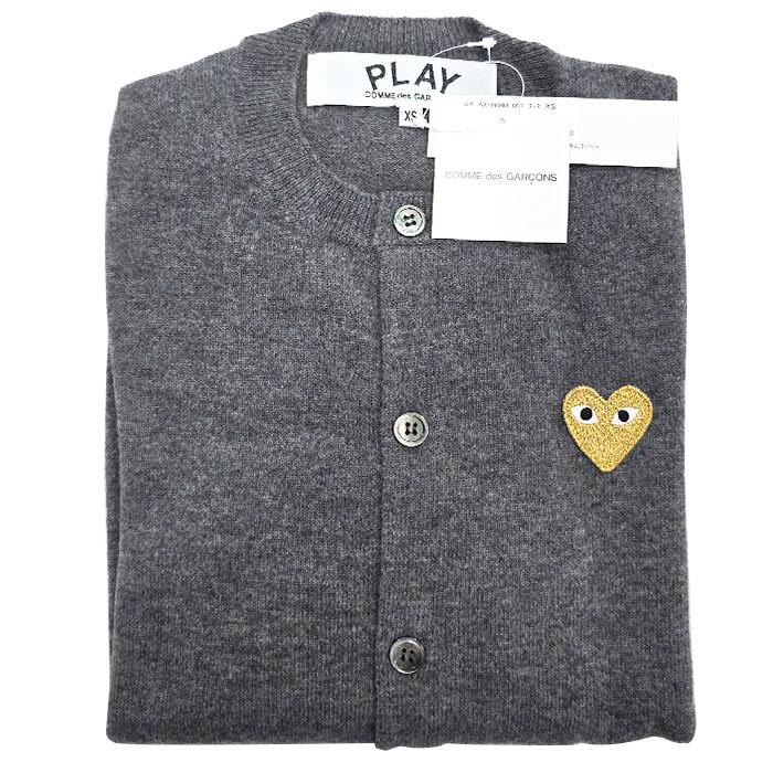 Comme des Garcons Grey Cardigan Gold Patch Knit Sweater for Women