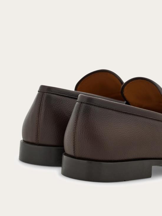 Ferragamo Testa Di Moro Leather Penny Loafers for Men