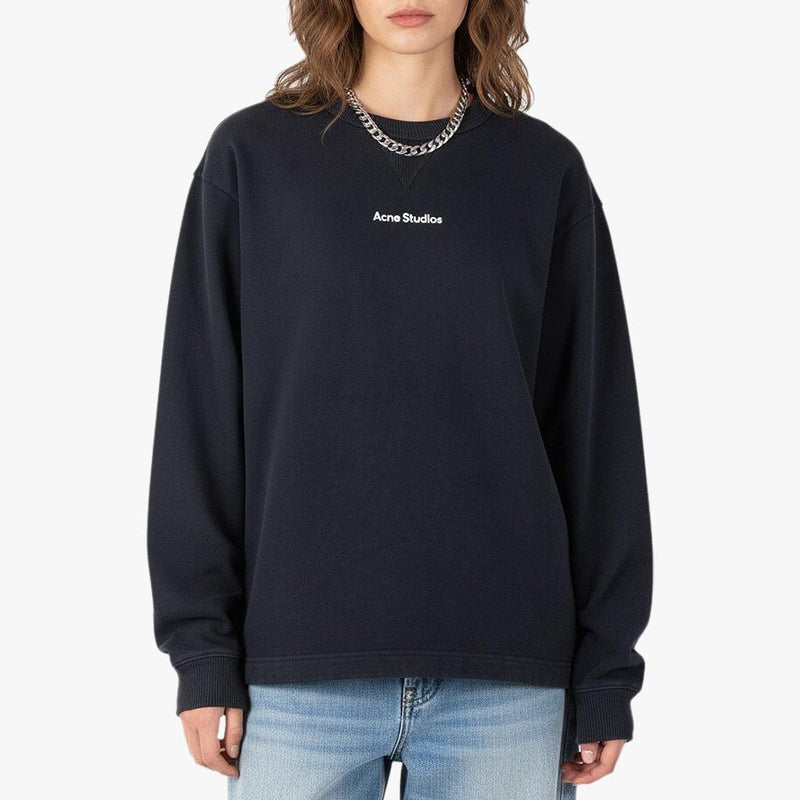 Acne Studios Boxy Logo Cotton Sweatshirt Black