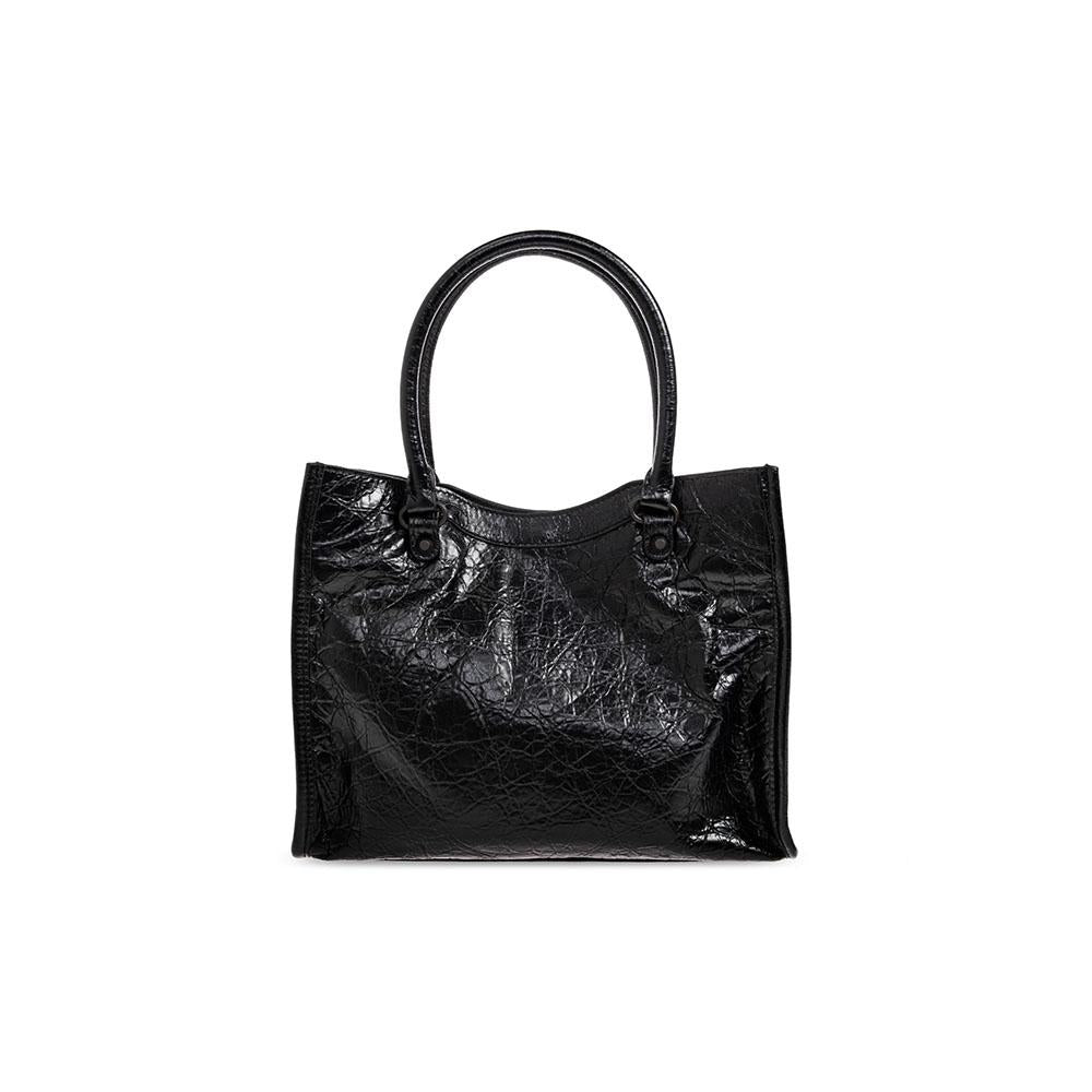 BALENCIAGA Le Cagole City Mini Tote Bag Black Leather