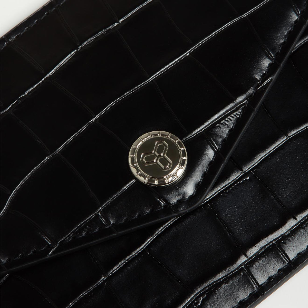 MOIETOII Croc Embossed Leather Card Holder Unisex Black