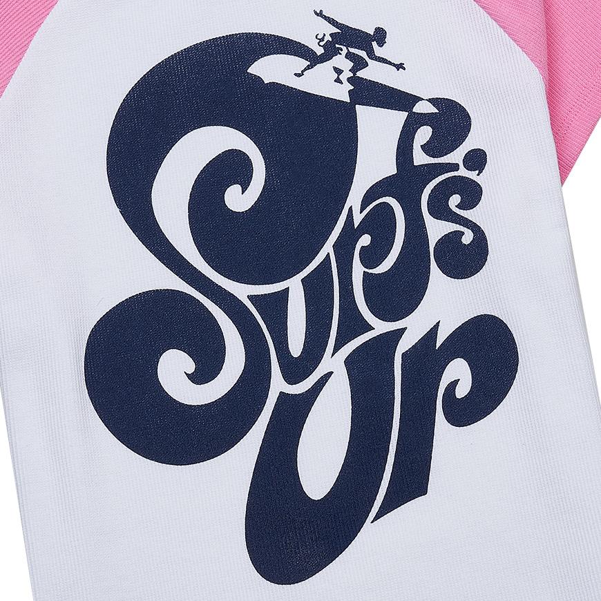 Wild Donkey Surf Up Graphic T-Shirt White Pink