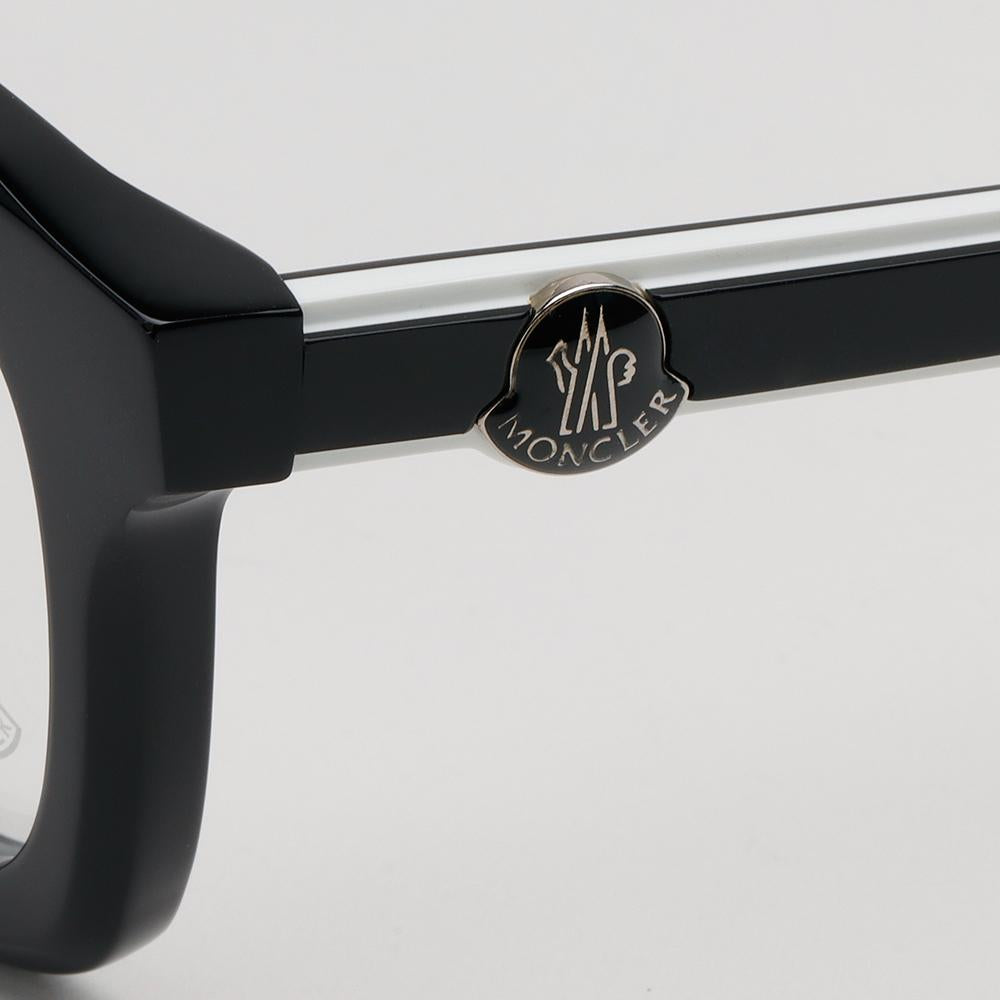 Moncler Black Thick Acetate Rectangular Eyeglass Frames Unisex ML5195 001