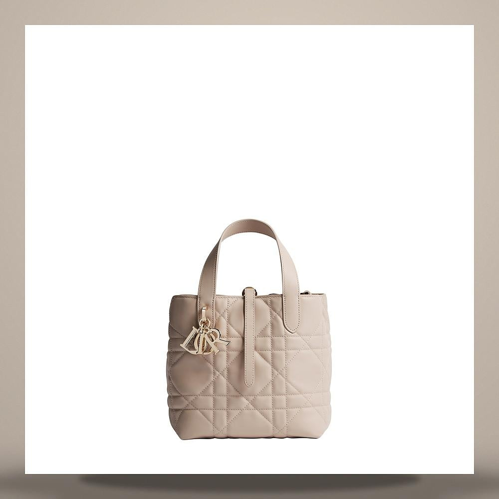 DIOR Toujours Vertical Small Tote Rose Lingerie Macro Cannage Calfskin